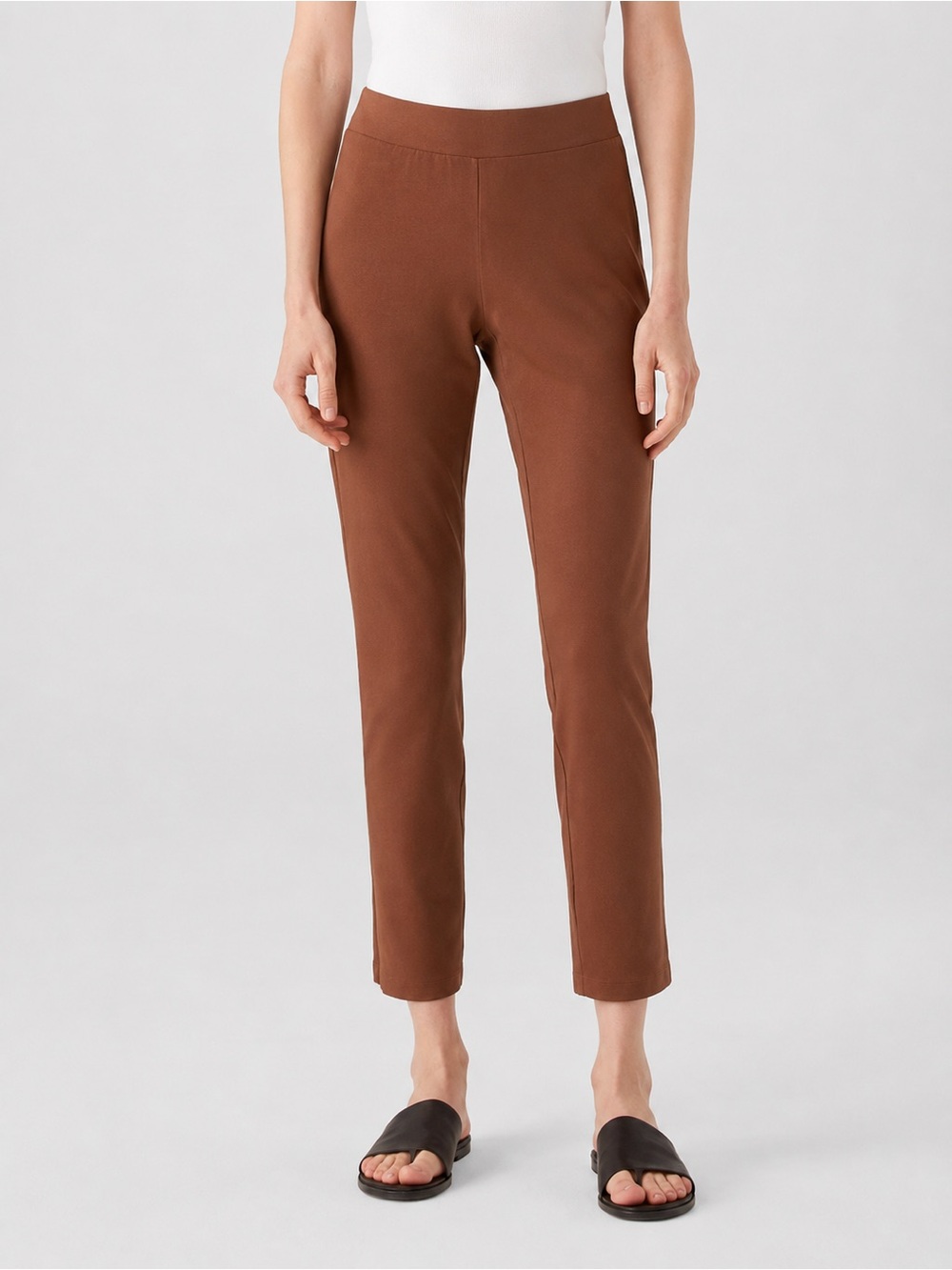 $168 NWOT Eileen Fisher Washable Stretch Crepe Slim Ankle Pant Size L